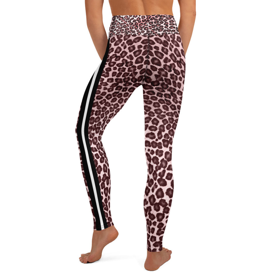 Pink Leopard W/Stipes Yoga Leggings
