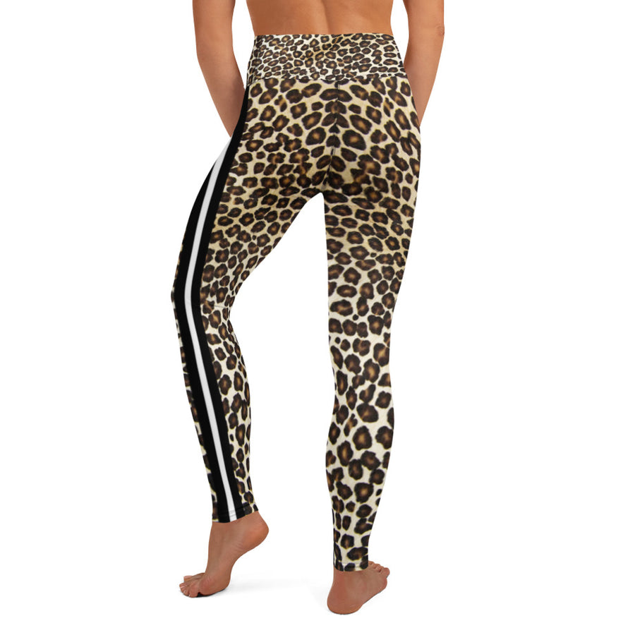 Natural Leopard W/Stripes Yoga Leggings