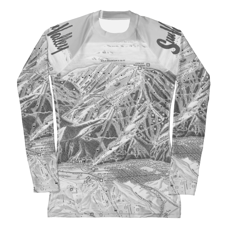 Sun Valley Winter Map Gray Long Sleeve Top