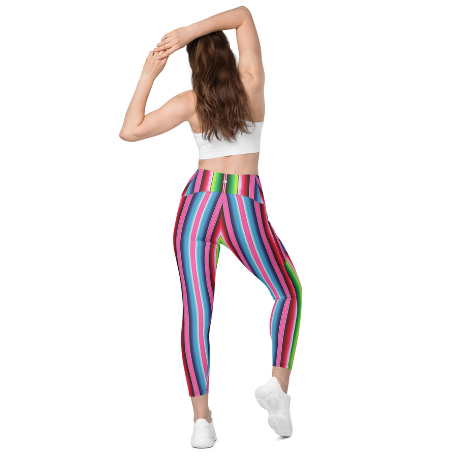 Crossover Serape Stripe Leggings with Pockets