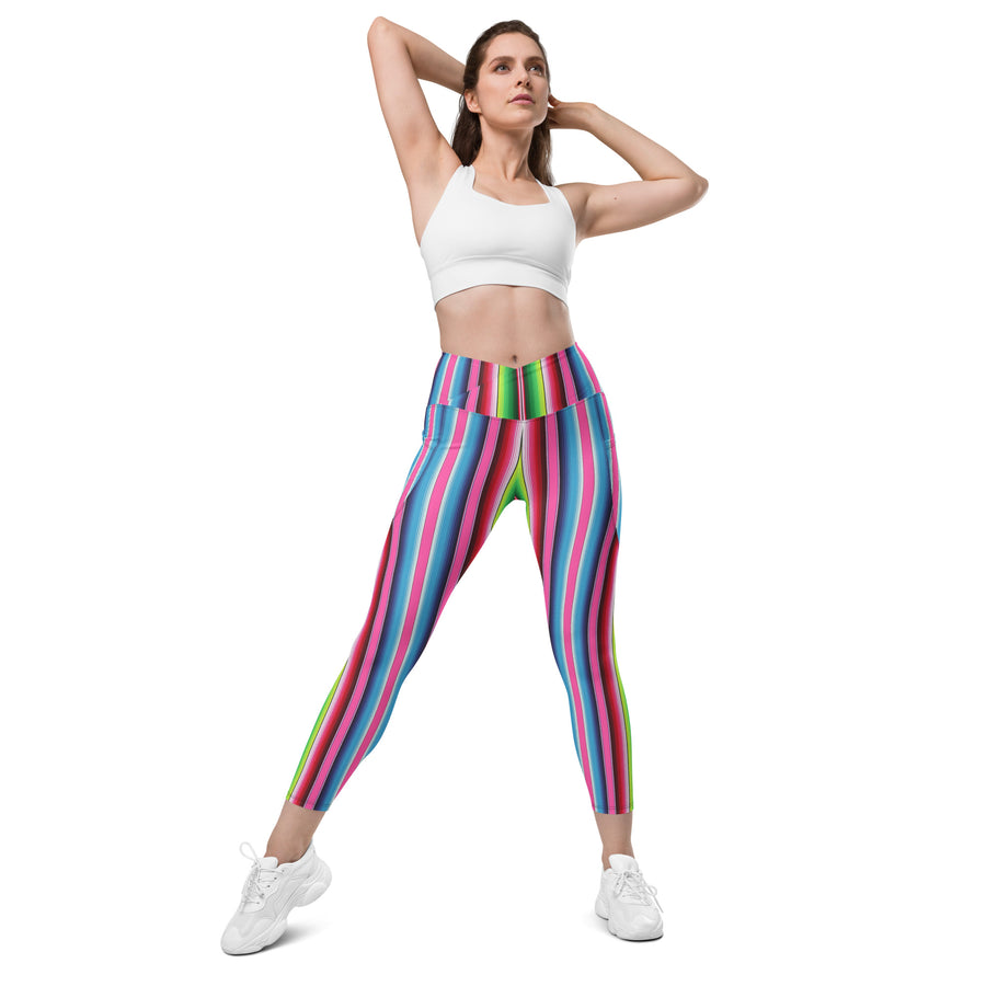 Crossover Serape Stripe Leggings with Pockets