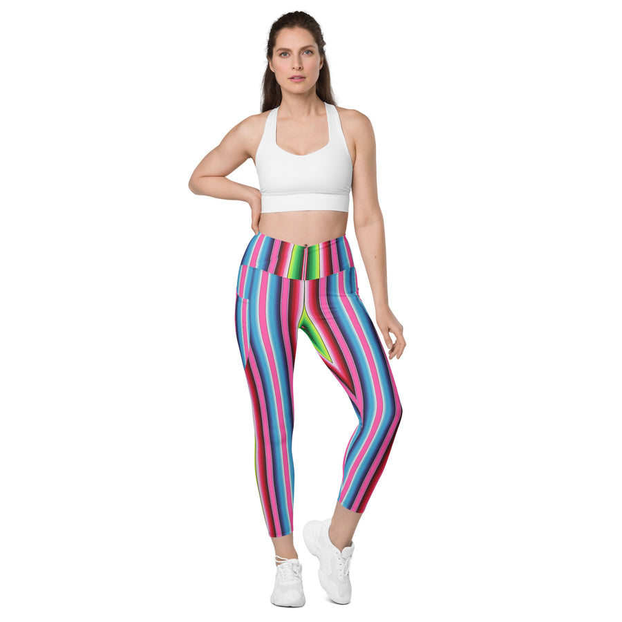 Crossover Serape Stripe Leggings with Pockets