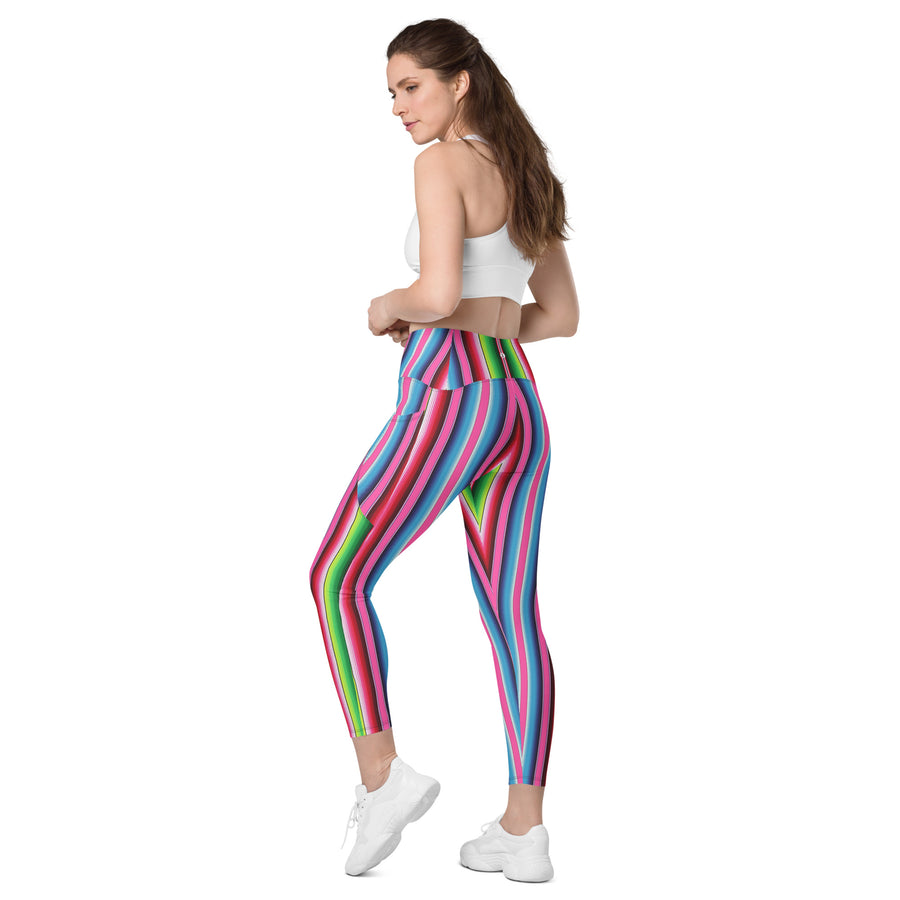 Crossover Serape Stripe Leggings with Pockets