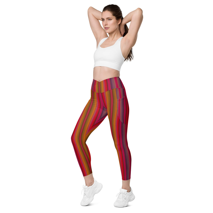 Crossover Red Serape Stripe Leggings with Pockets – Bunny Hill Activewear