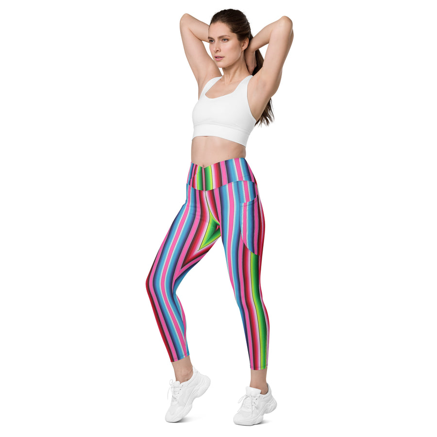 Crossover Serape Stripe Leggings with Pockets