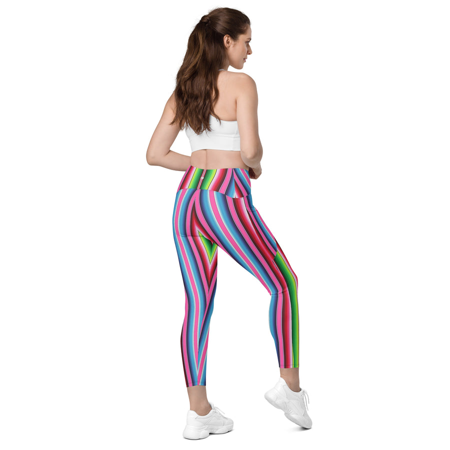 Crossover Serape Stripe Leggings with Pockets