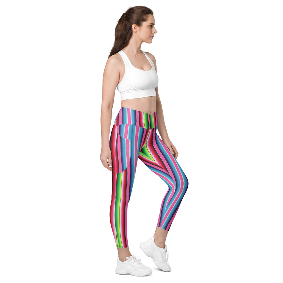 Crossover Serape Stripe Leggings with Pockets