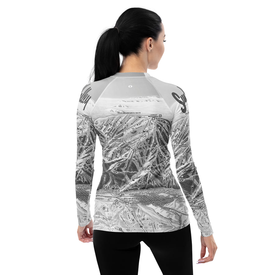 Sun Valley Winter Map Gray Long Sleeve Top