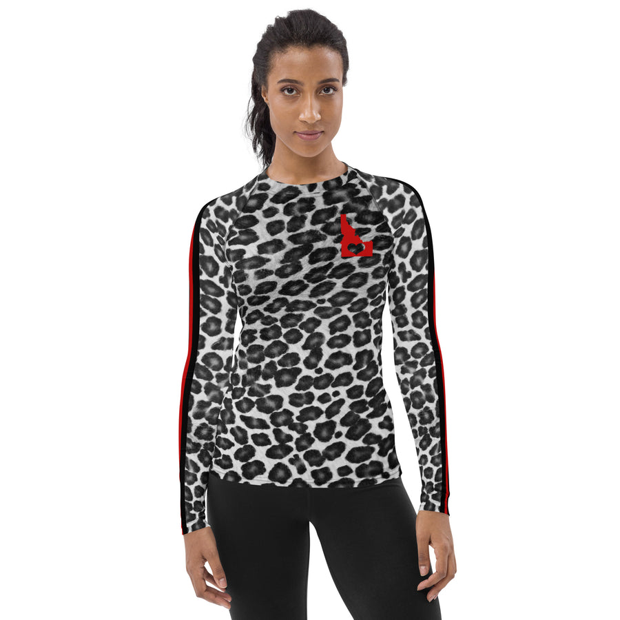 Black and White Leopard Love Idaho Women's Long Sleeve Top