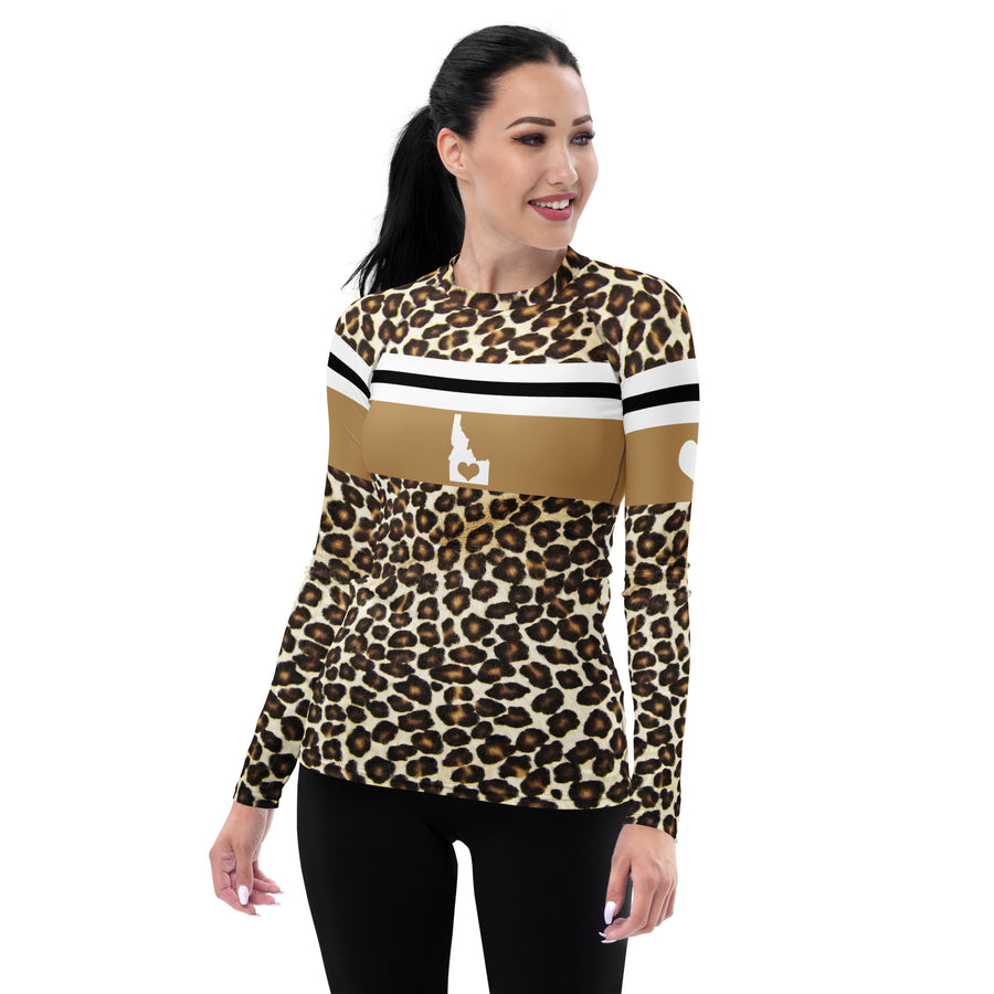 Love Idaho Natural Leopard Print Long Sleeve Top