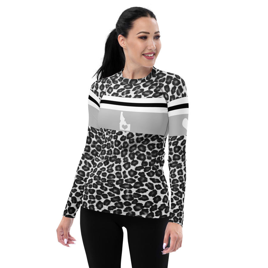 Love Idaho Black/White Leopard Print Long Sleeve Top