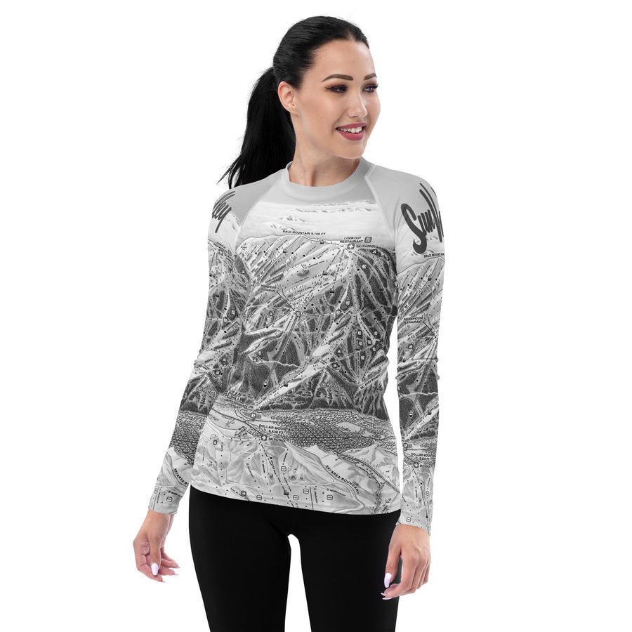 Sun Valley Winter Map Gray Long Sleeve Top