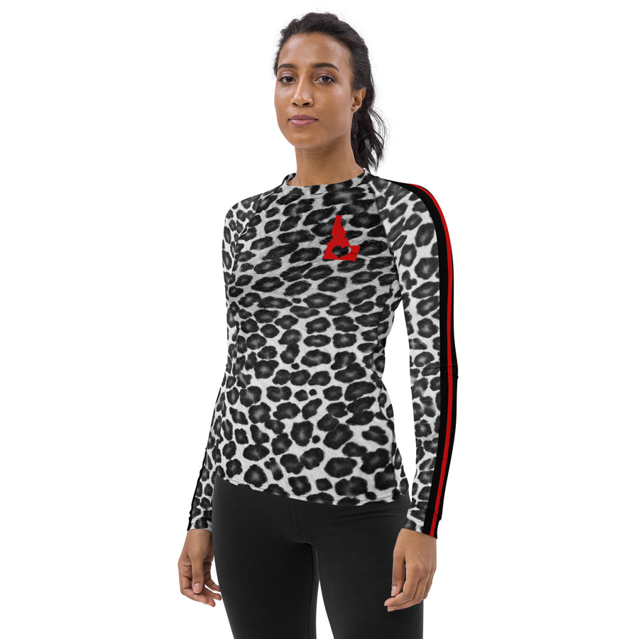 Black and White Leopard Love Idaho Women's Long Sleeve Top