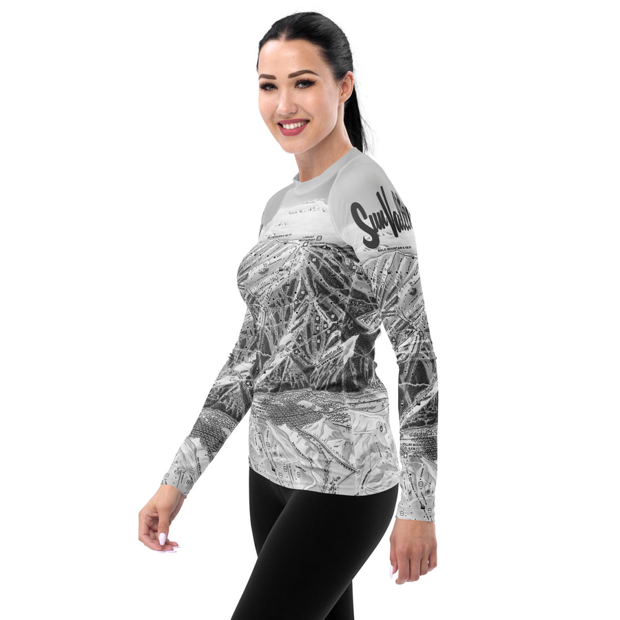 Sun Valley Winter Map Gray Long Sleeve Top