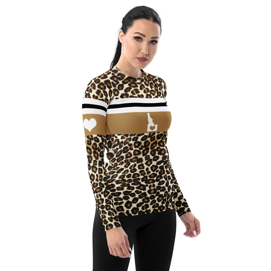 Love Idaho Natural Leopard Print Long Sleeve Top