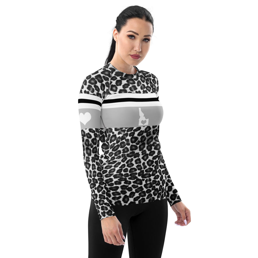 Love Idaho Black/White Leopard Print Long Sleeve Top