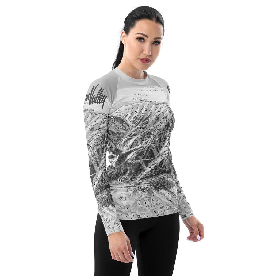 Sun Valley Winter Map Gray Long Sleeve Top