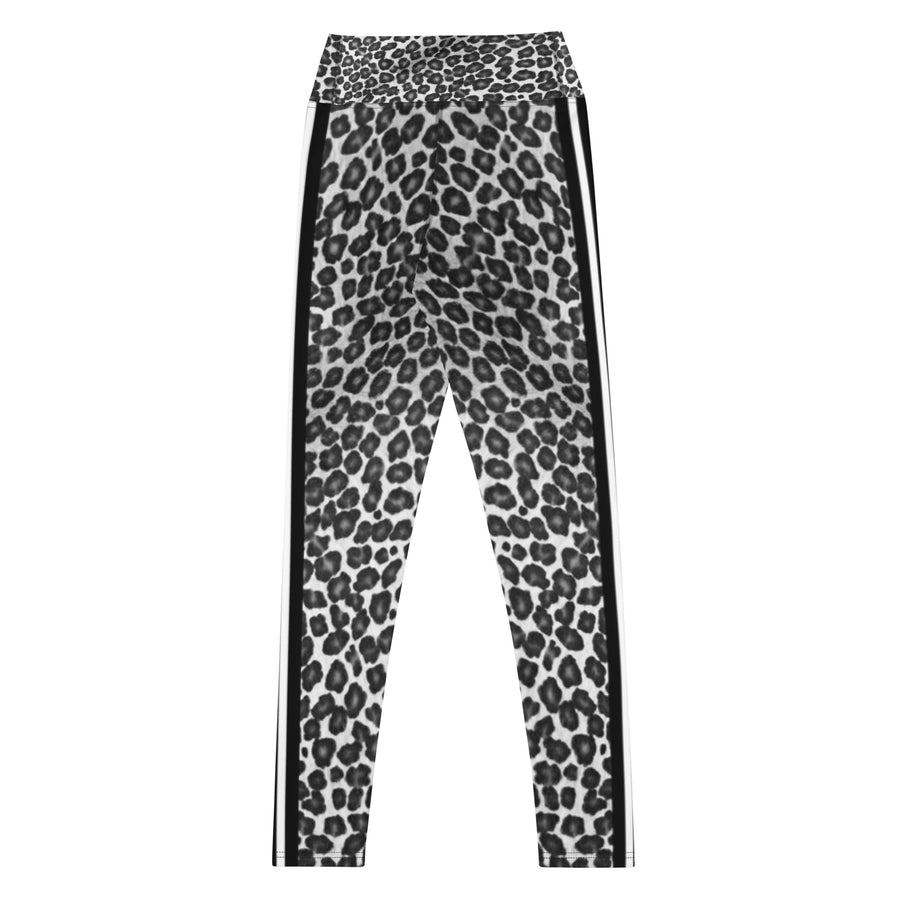 Black and White Leopard Print W/Stripes Yoga Leggings