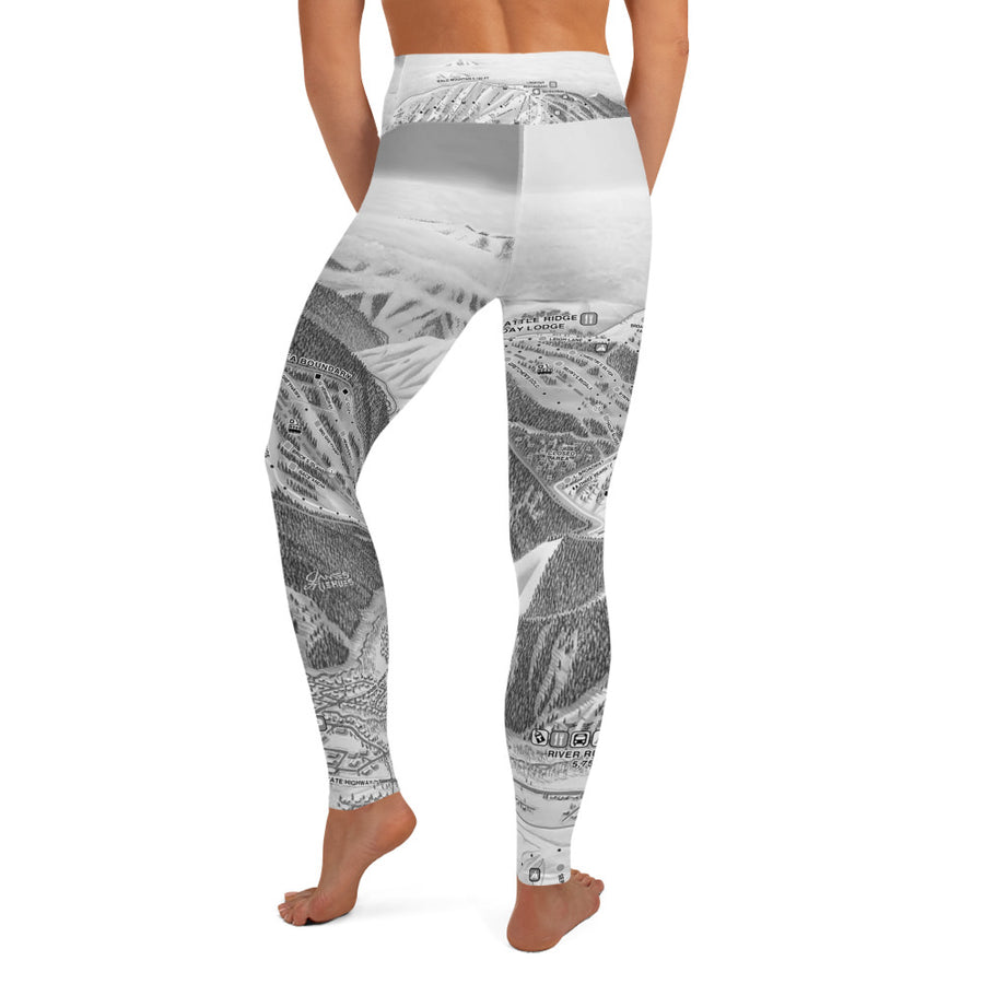 Sun Valley Winter Map Gray Yoga Leggings