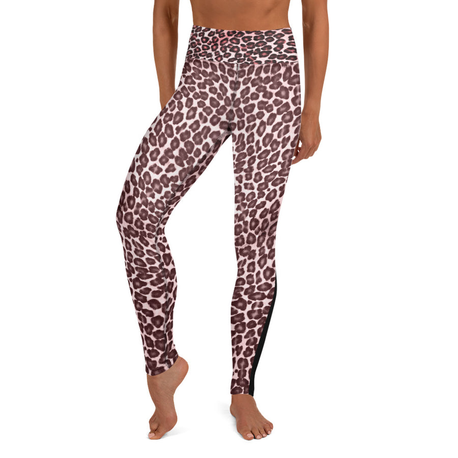 Pink Leopard W/Stipes Yoga Leggings