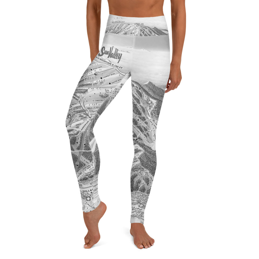 Sun Valley Winter Map Gray Yoga Leggings