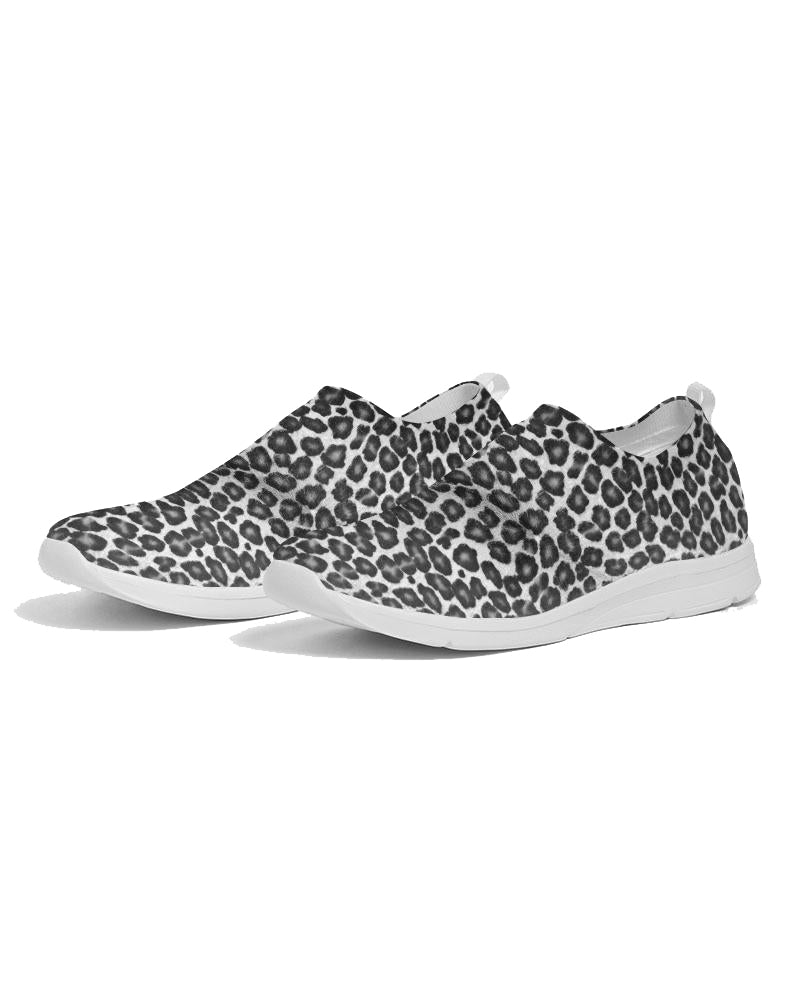 Black and White Leopard Print Fly Knit Shoes Women's Slip-On Flyknit Shoe