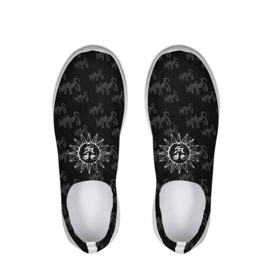 Sun Valley Logo Fly Knit Slip-On Shoes Black
