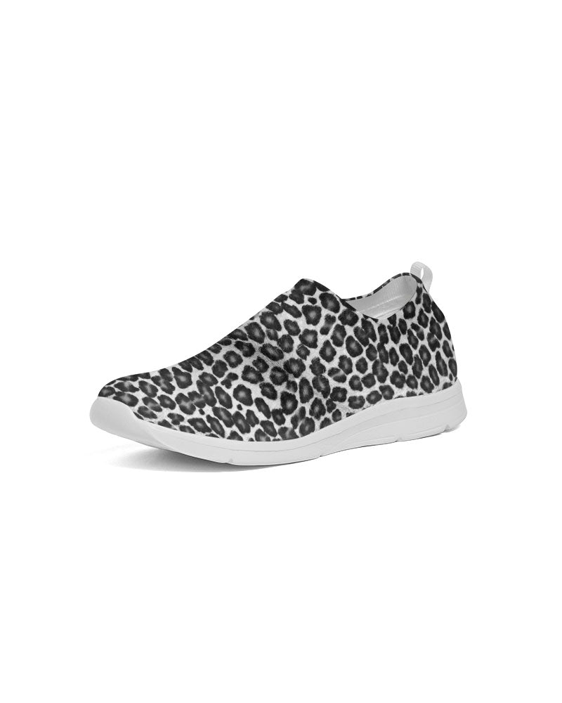 Black and White Leopard Print Fly Knit Shoes Women's Slip-On Flyknit Shoe