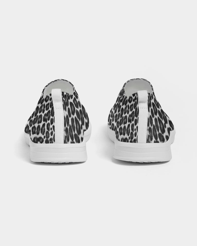 Black and White Leopard Print Fly Knit Shoes Women's Slip-On Flyknit Shoe