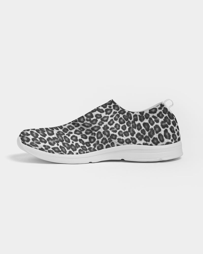 Black and White Leopard Print Fly Knit Shoes Women's Slip-On Flyknit Shoe