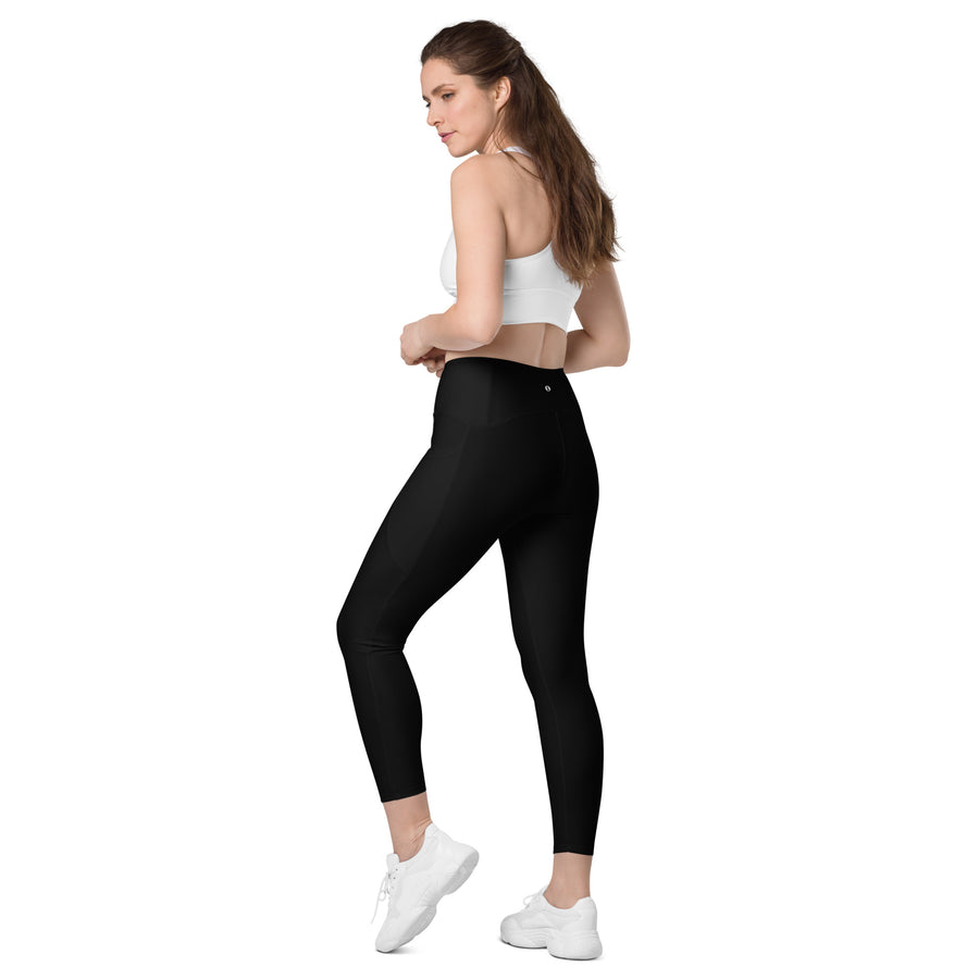Crossover Black Leggings With Pockets