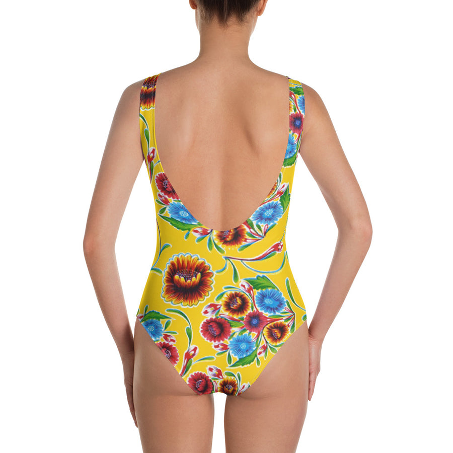 Yellow Bloom One-Piece Swimsuit
