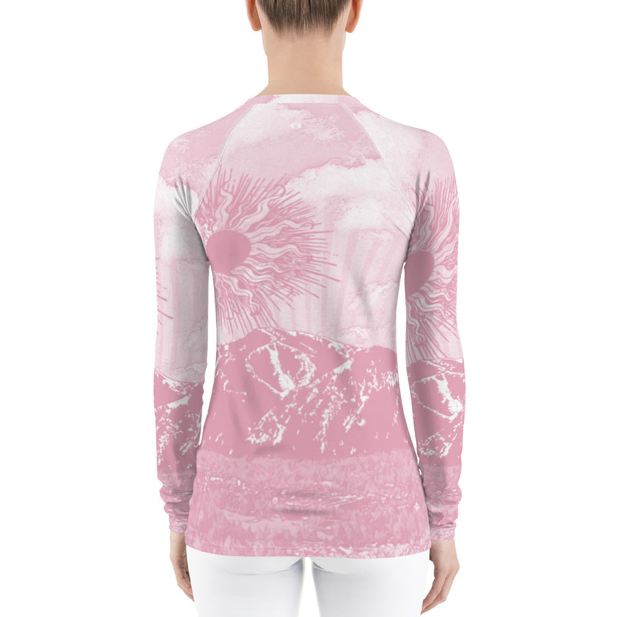 Summer Sun Over Baldy Pink Women's Long Sleeve Top