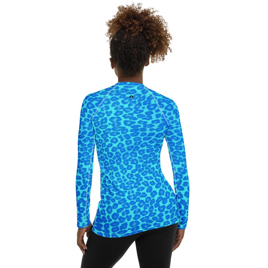 Sun Valley Summer Recreation Blue Leopard Women's Long Sleeve Top