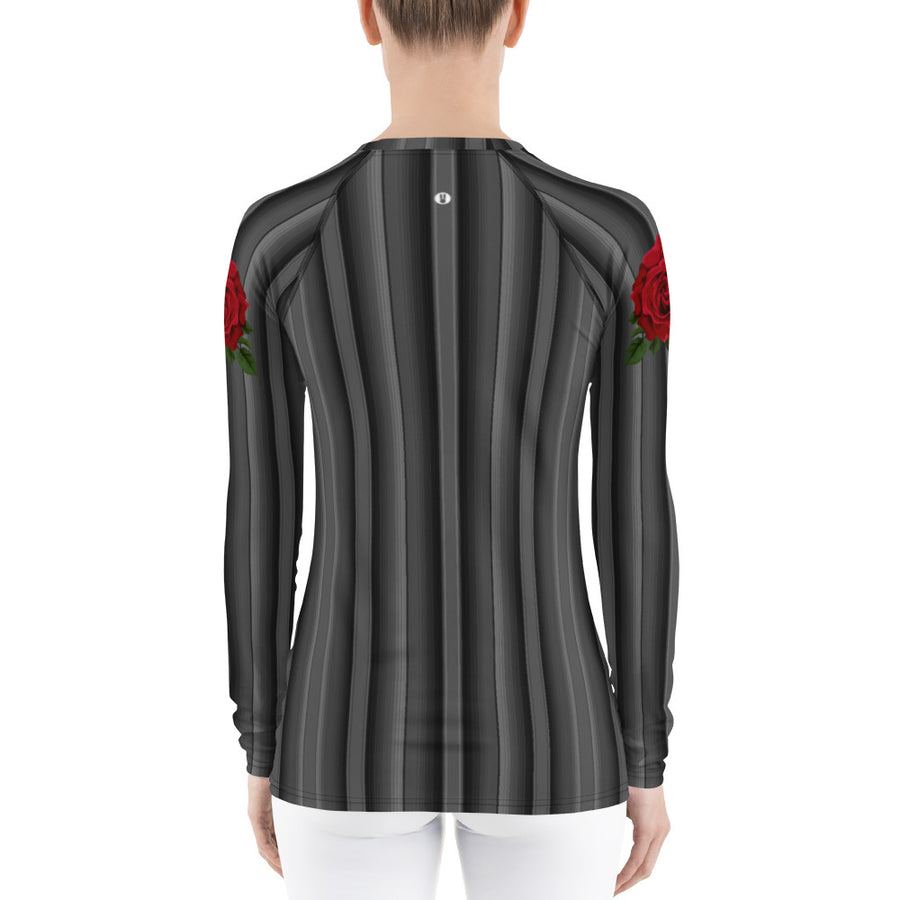 Serape Black Tone with Rose Women's Long Sleeve Top