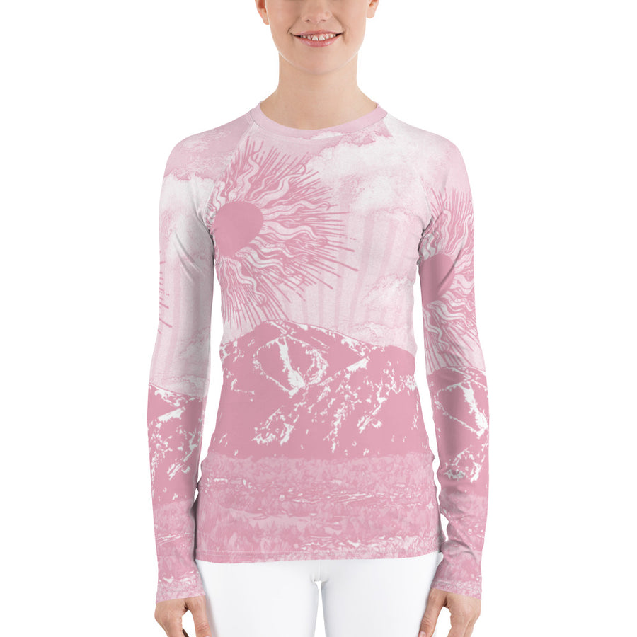 Summer Sun Over Baldy Pink Women's Long Sleeve Top