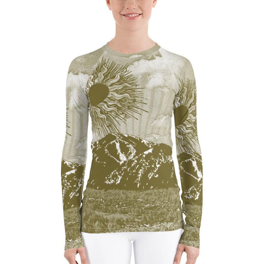 Summer Sun Over Baldy Olive Women's Long Sleeve Top