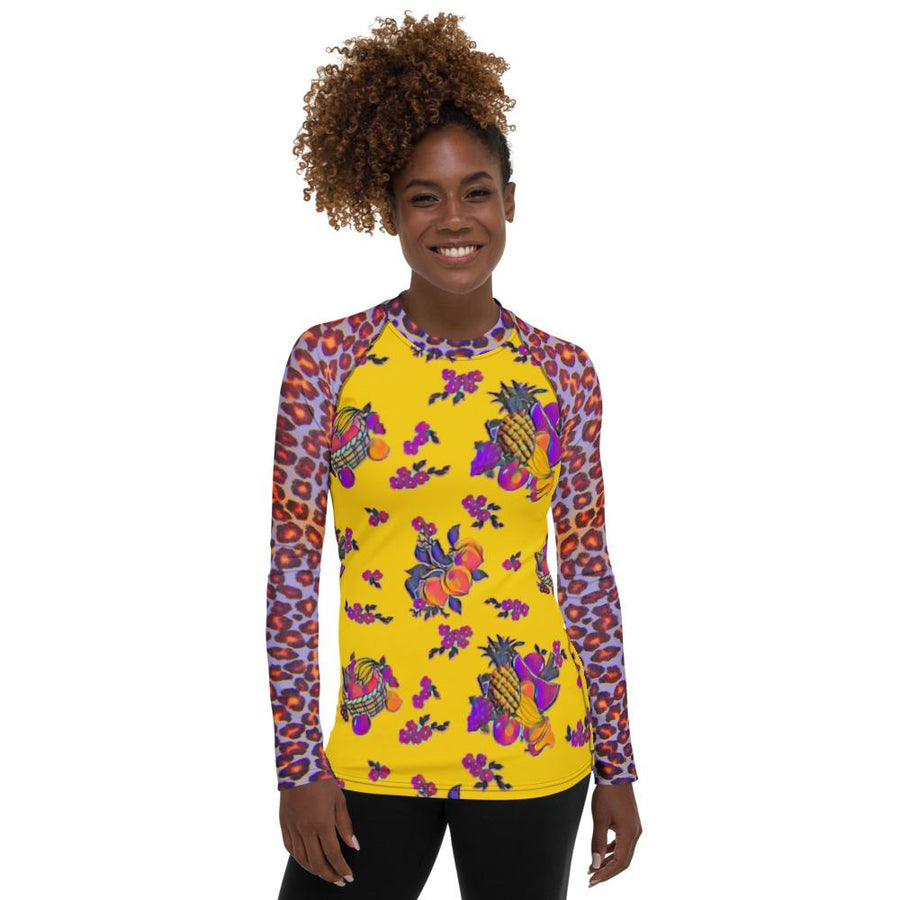 Arty Fruit Basket & Leopard Women's Long Sleeve Top