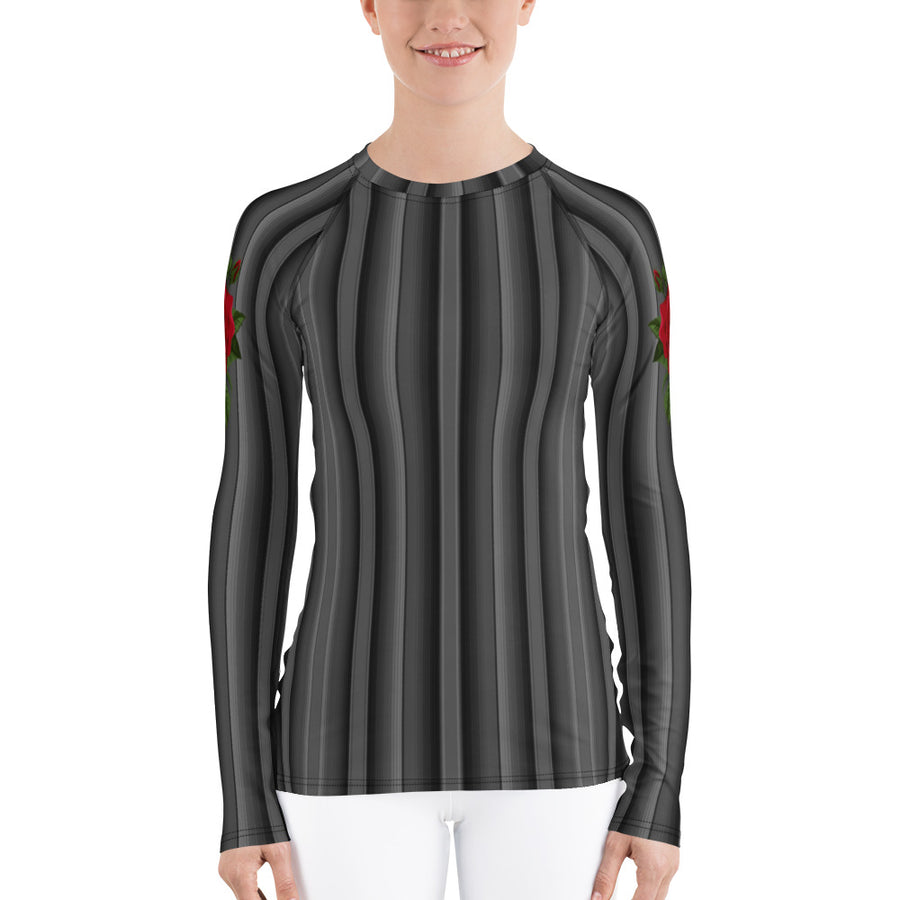 Serape Black Tone with Rose Women's Long Sleeve Top