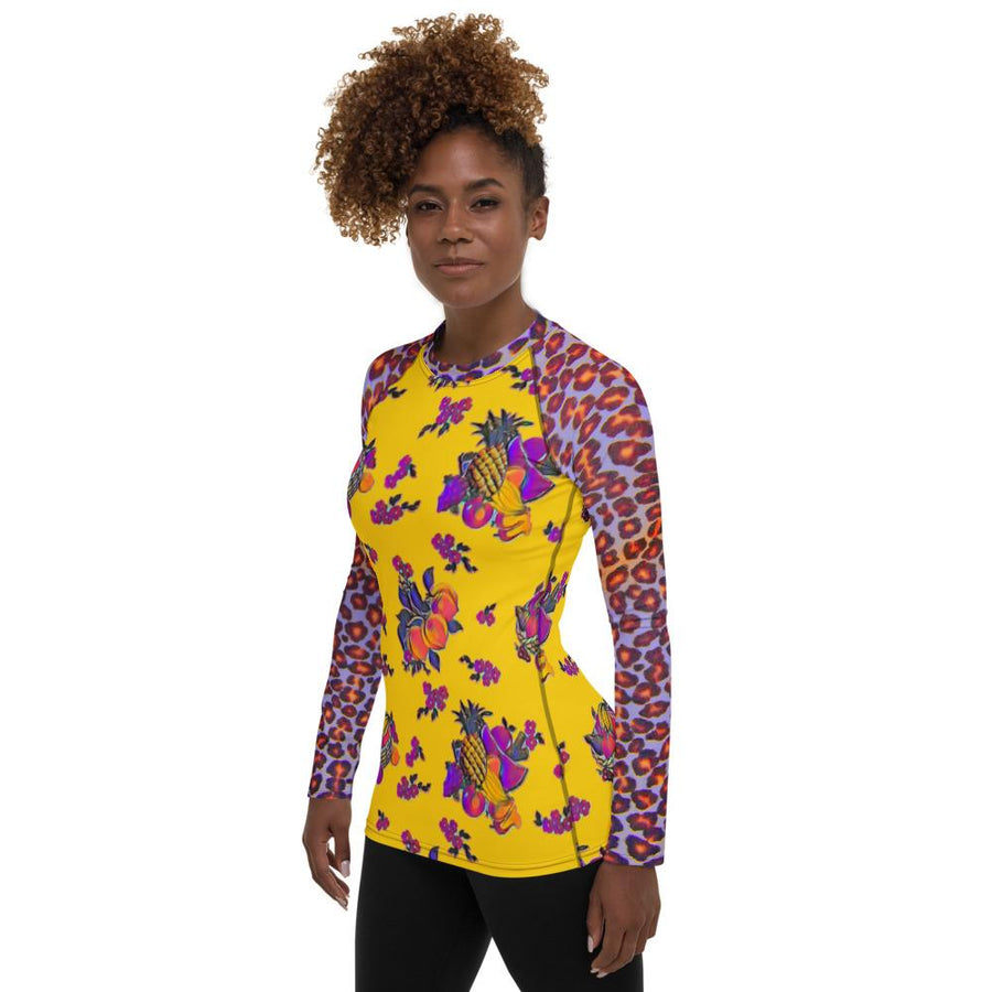 Arty Fruit Basket & Leopard Women's Long Sleeve Top