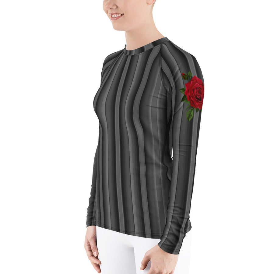 Serape Black Tone with Rose Women's Long Sleeve Top