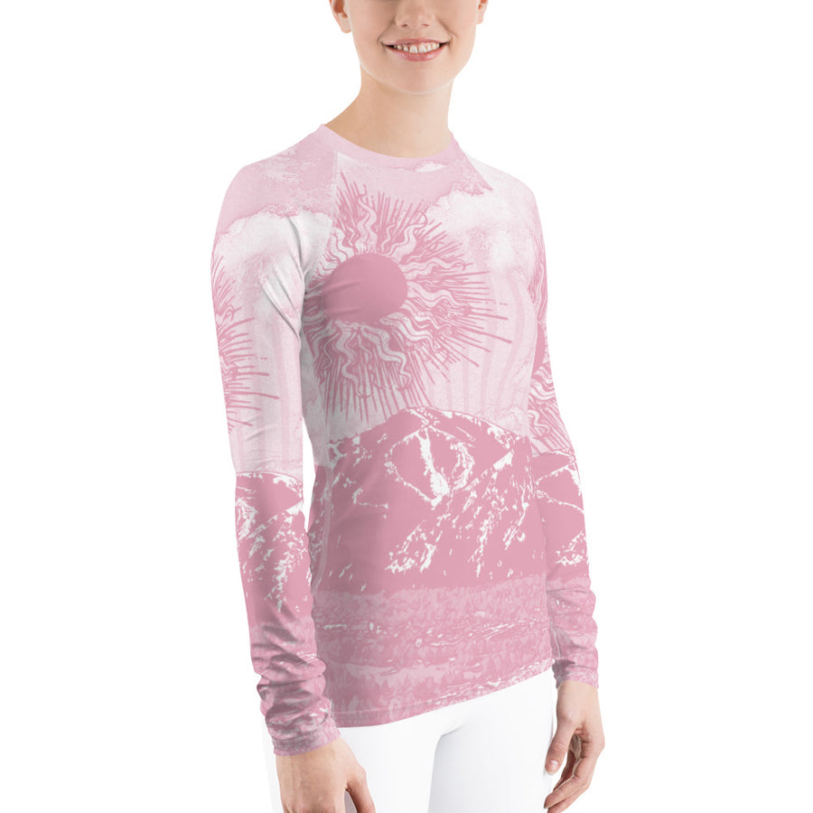 Summer Sun Over Baldy Pink Women's Long Sleeve Top