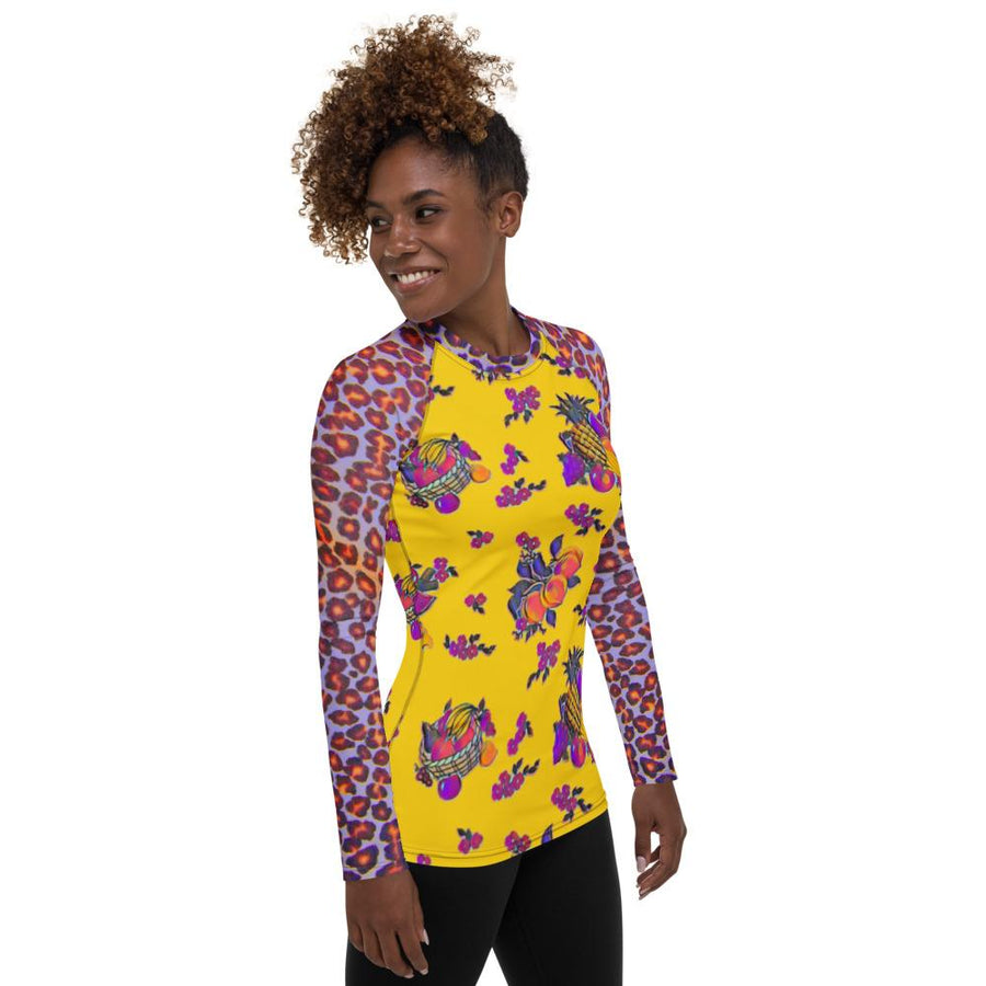 Arty Fruit Basket & Leopard Women's Long Sleeve Top