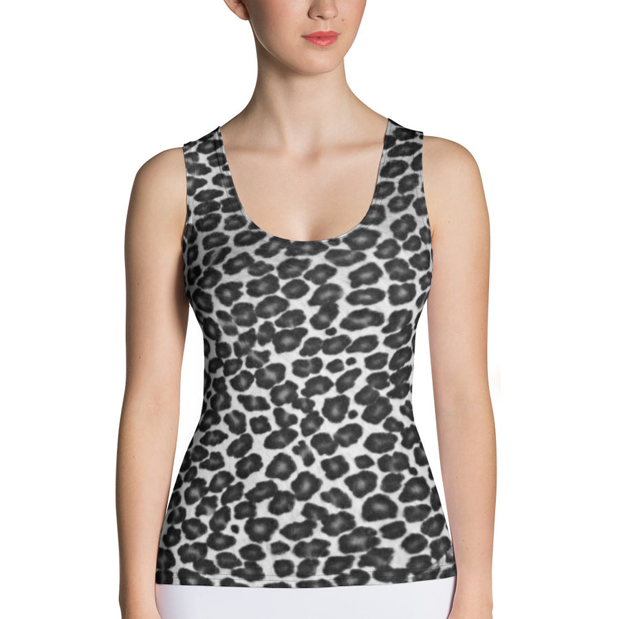Leopard Print Black & White Tank Top
