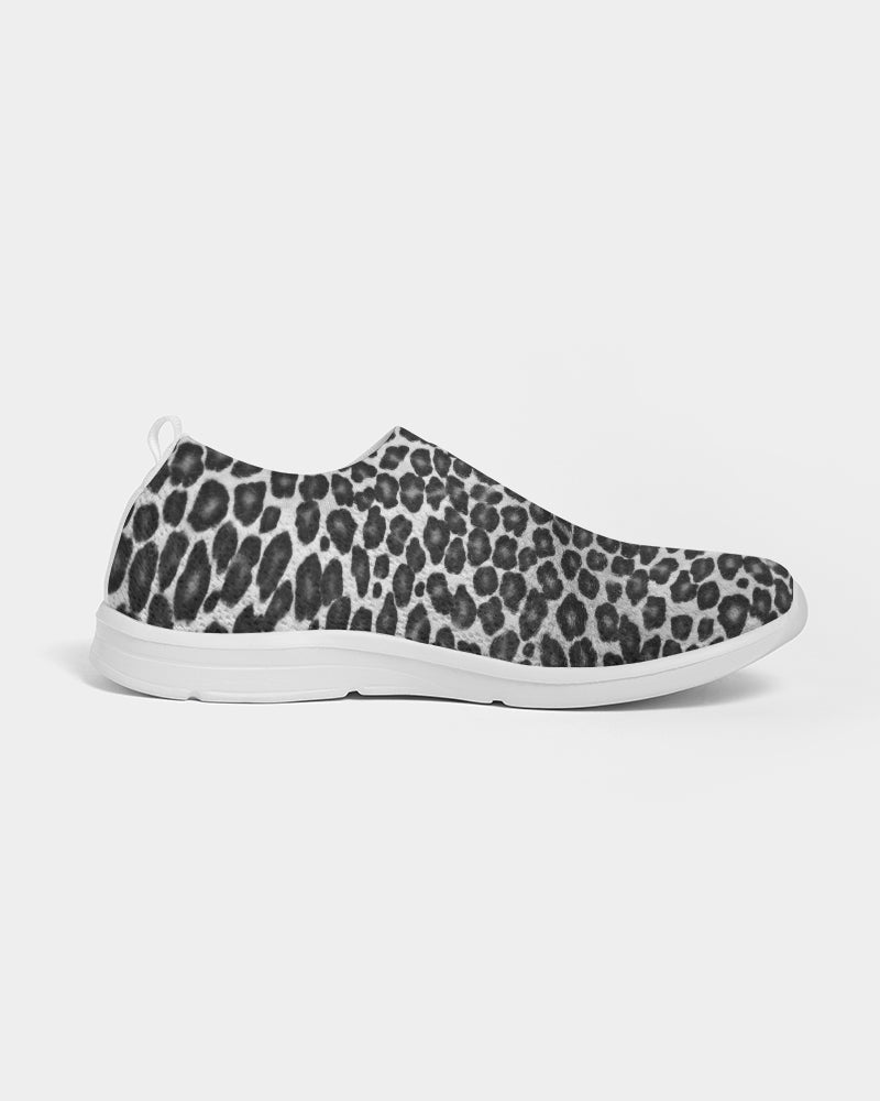 Black and White Leopard Print Fly Knit Shoes Women's Slip-On Flyknit Shoe