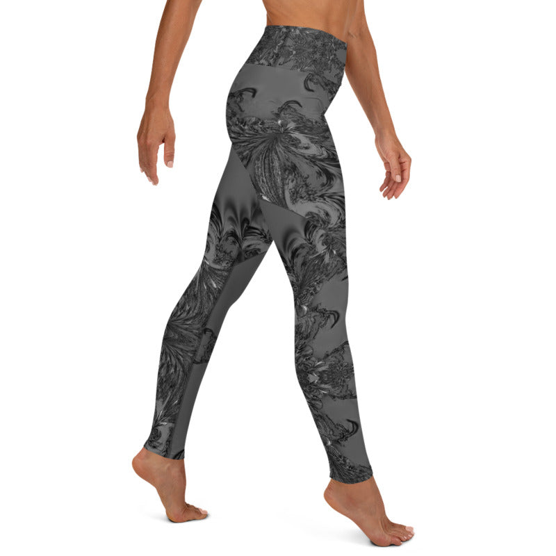 Grey Fractal Yoga Leggings