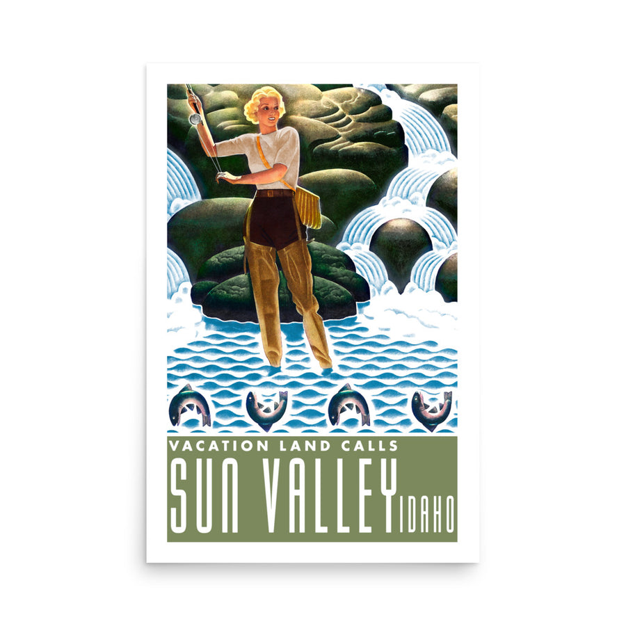 Sun Valley Vintage 24x36 Fly Fishing Girl Poster – Bunny Hill