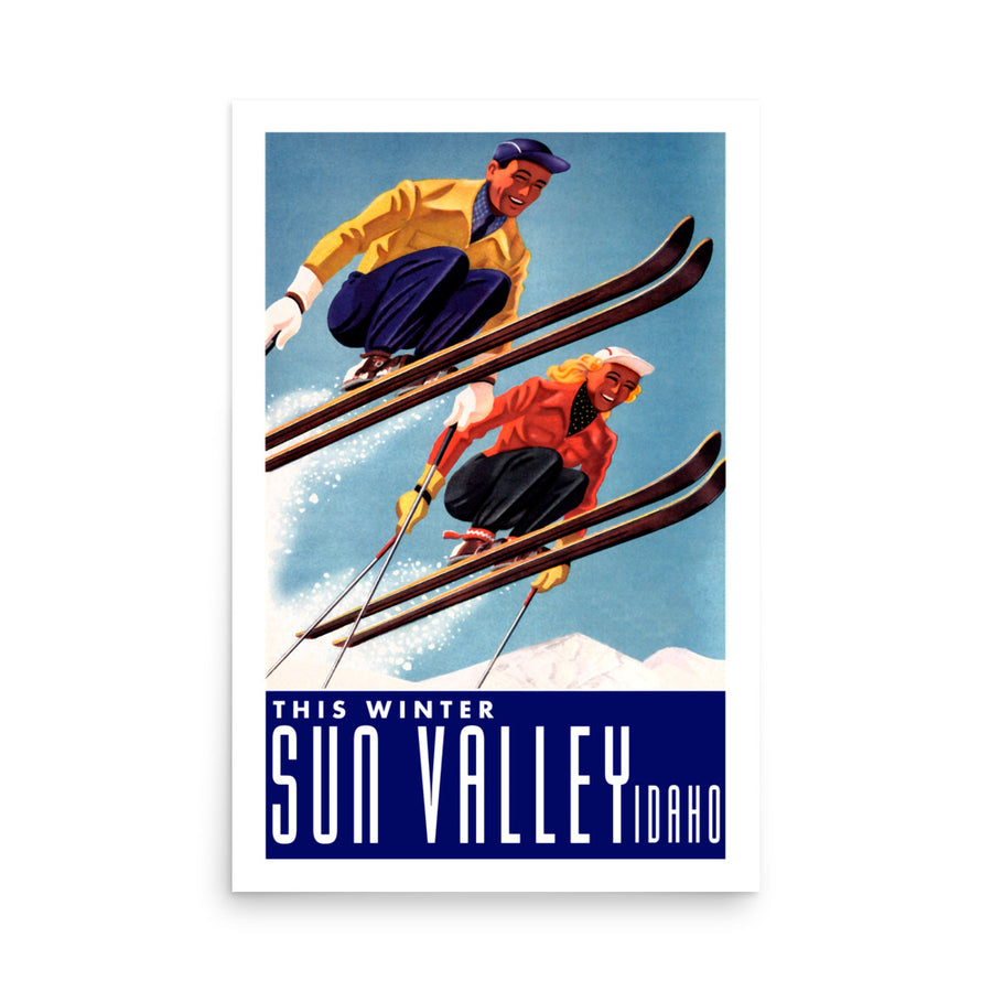 Sun Valley Vintage 24"x36" Two Skiers Poster
