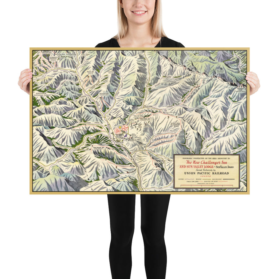 Sun Valley Vintage 24"x36" Winter Recreation Map Poster