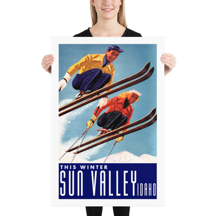 Sun Valley Vintage 24"x36" Two Skiers Poster